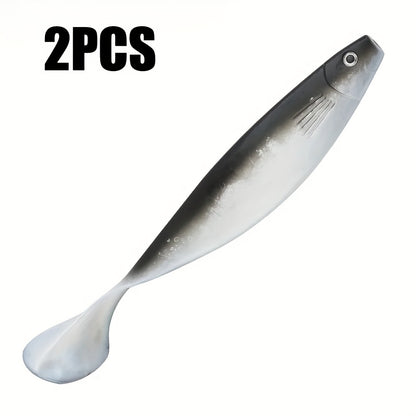 2pcs  Heavy-Weight T-Tail Swimbait - Mermaid Design Sinking Fishing Lure for Deep Sea, 70g