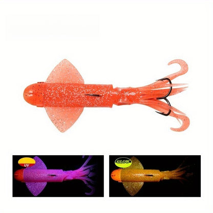 Big Eye Squid Fishing Lure - Glow- UV Lure with Anti-Loose Design, Durable Metal Hooks