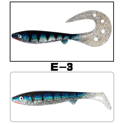 Giant 7.48inch/6.5inch T-Tail Curled Tail Grub Soft Fishing Lure - Saltwater Freshwater Bass Grouper Bait