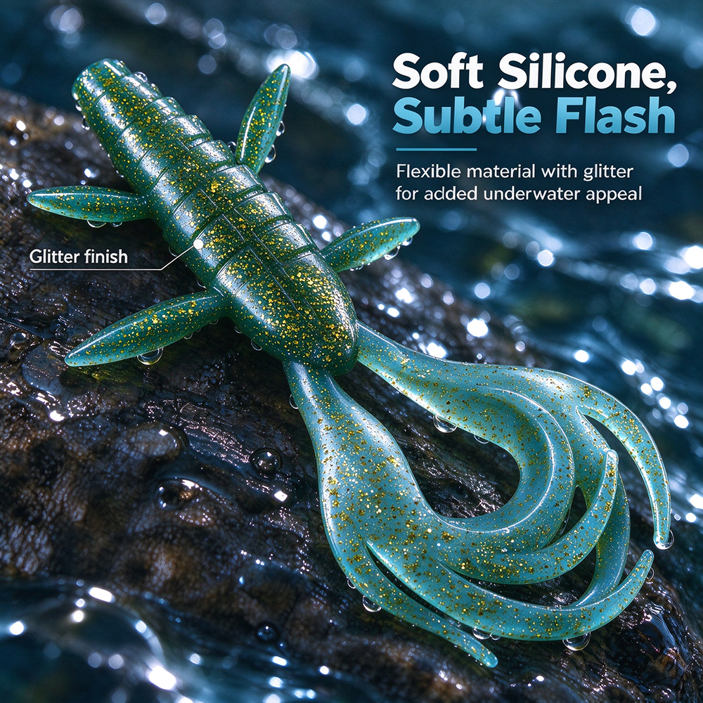 LUREGO Shrimp Swimbait 17-19cm, 43-61g, Multi-Tentacle Curly Tail