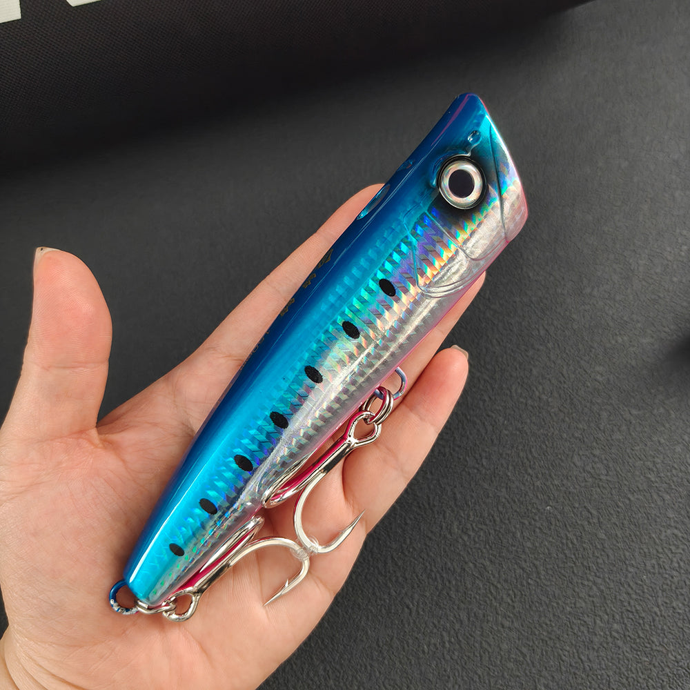 Long Cast 96g Heavy-Duty Popper Lure – 15cm Giant Topwater Plug, Realistic Saltwater Fishing Lure for Bass & Big Game