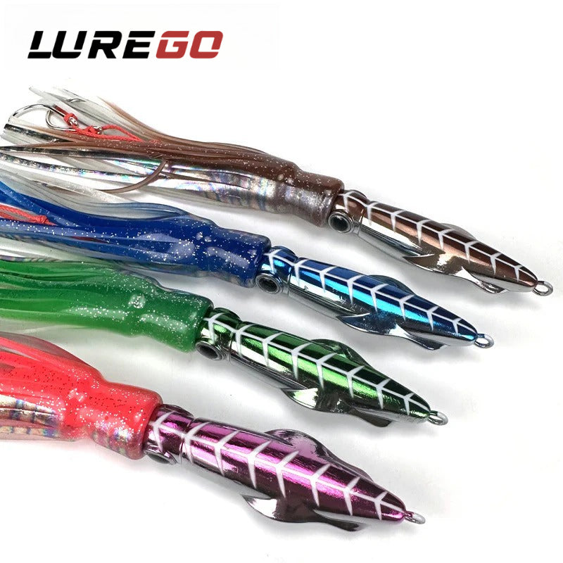 LUREGO Squid Skirt Lure Slow Jigging Octopus Shape Trolling Bait Lure Saltwater Deep Sea Fishing Octopus Jig