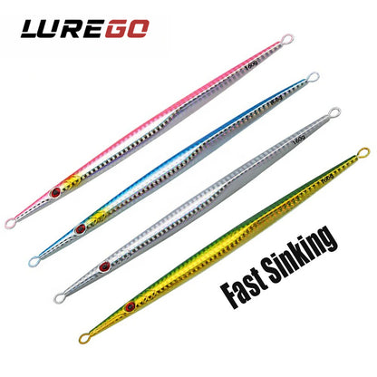 LUREGO Luminous Slow Pitch Metal Jigging Lead Vertical Jig Lure Saltwater Slow Fall Jig 60g 80g 100g 120g 160g 200g 250g