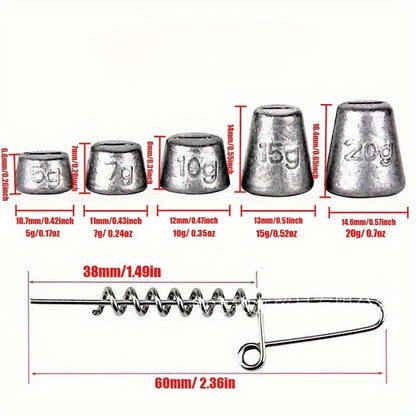 Soft Bait Lock Pin Weight Kit | Spring Lock Pins + Lead Weights Combo | Saltwater Lure Rig Anti-Lost Hook System