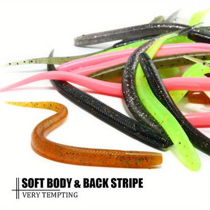 10pcs Pin Tail Soft Worm Lure 5.51inch - Realistic Loach PVC Bait with Slow Sinking Wobbler Action