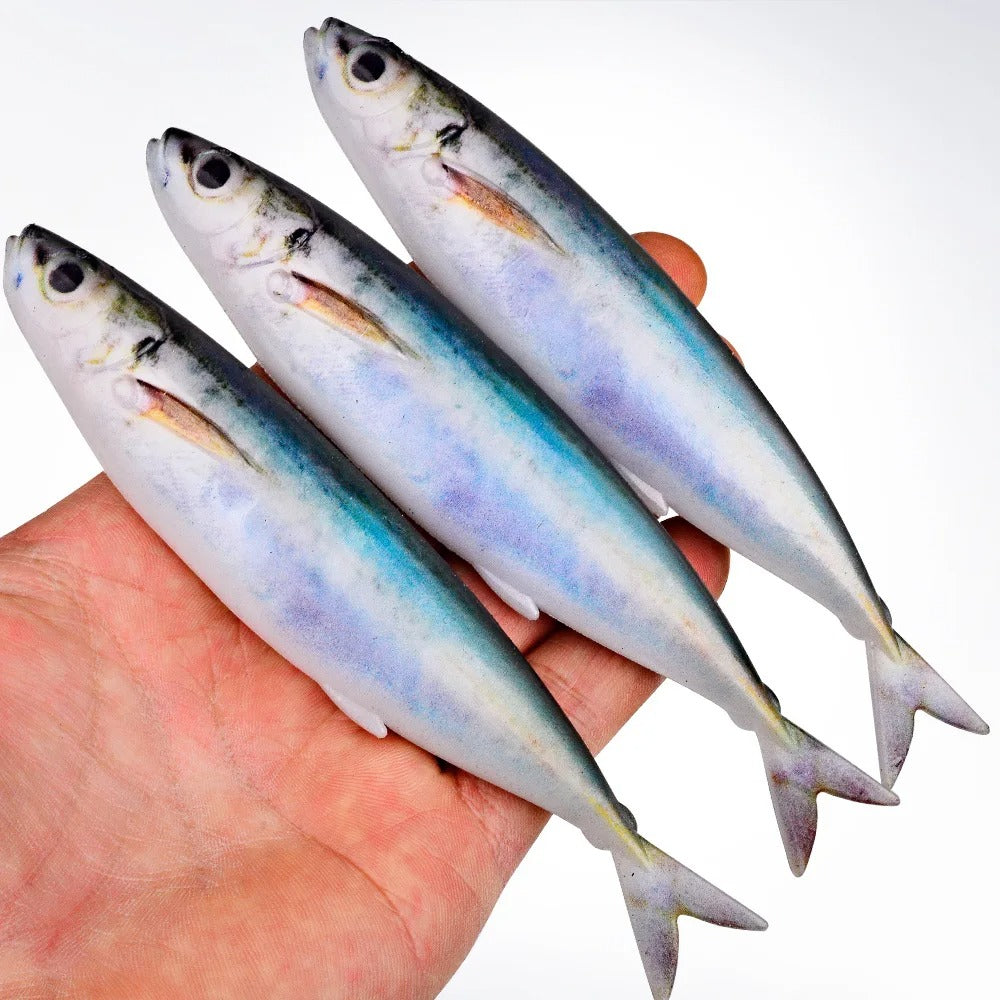 2/3PCS 3D Printed Sardine /Mackerel Lure 15cm, Soft Plastic Bait with Realistic Swimming Action