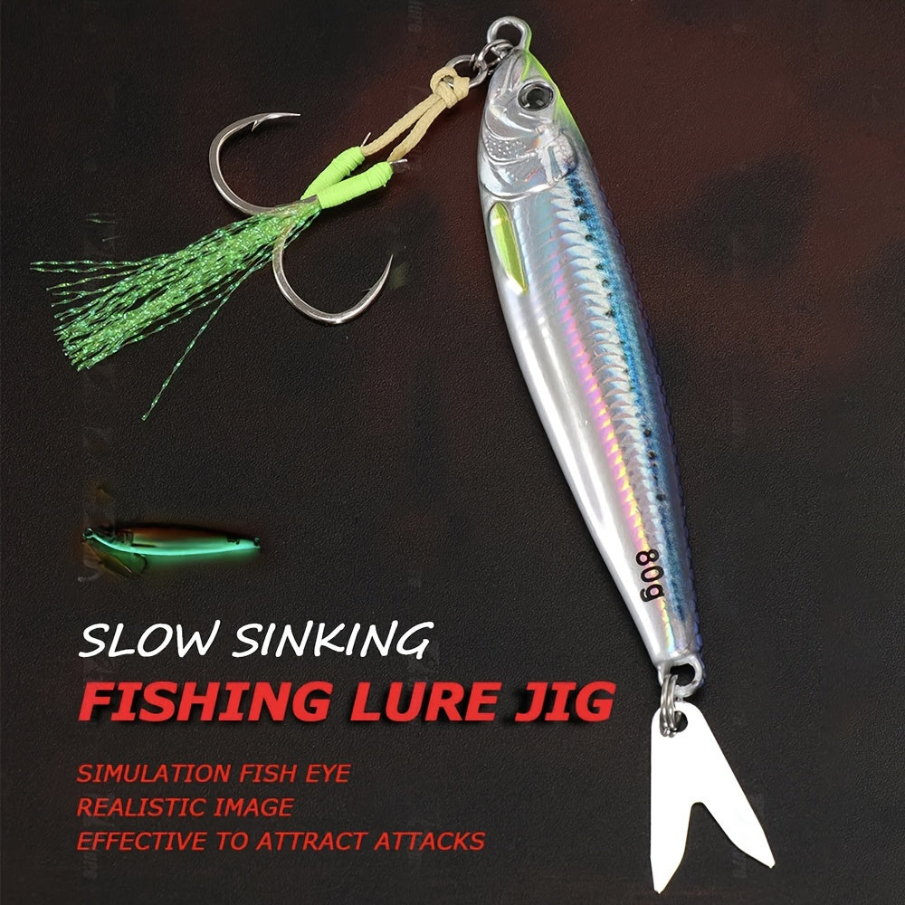 Lurego Premium Saltwater Metal Jig Lure - 3D Printed, Fast Sinking With Dual Hooks For Bass, Tuna, Trout & More - Ideal For Shore Casting & Boat Fishing