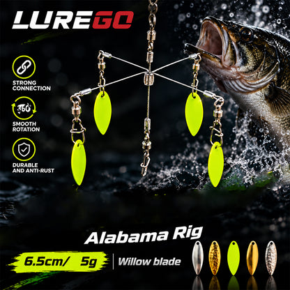 LUREGO Micro Alabama Rig 5g/6.5cm – Willow Blade Bass Lure for Weedy Cover