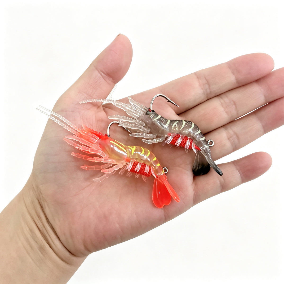 Soft Shrimp Lure 9cm/8g Glow UV Fluorescent Artificial Bait, Lifelike Legs Antenna Tail for Bass Trout Redfish