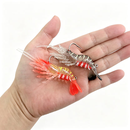 Soft Shrimp Lure 9cm/8g Glow UV Fluorescent Artificial Bait, Lifelike Legs Antenna Tail for Bass Trout Redfish
