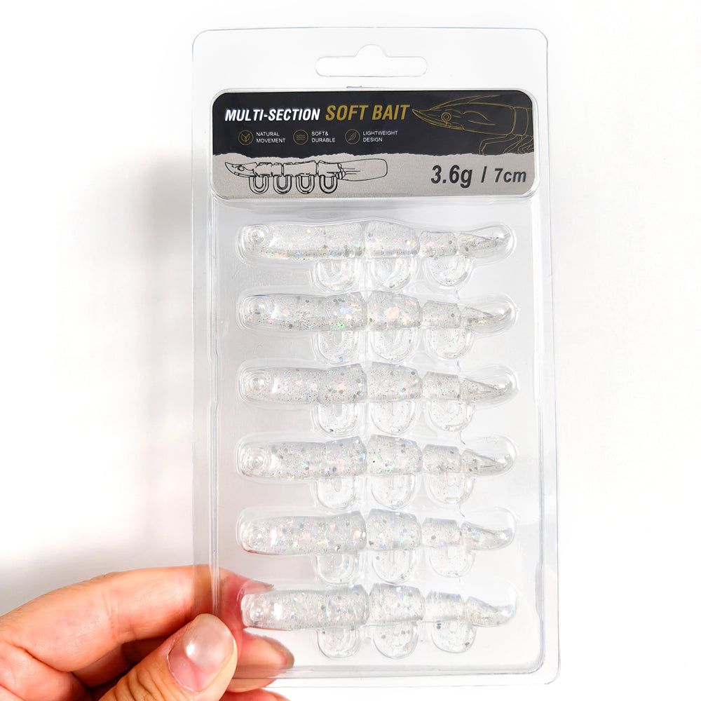 5/6PCS Soft Worm Shrimp Fishing Lure 70mm/100mm Artificial Baits Bass Silicone Fishing Lure