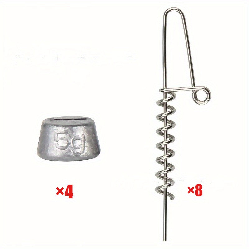 Soft Bait Lock Pin Weight Kit | Spring Lock Pins + Lead Weights Combo | Saltwater Lure Rig Anti-Lost Hook System
