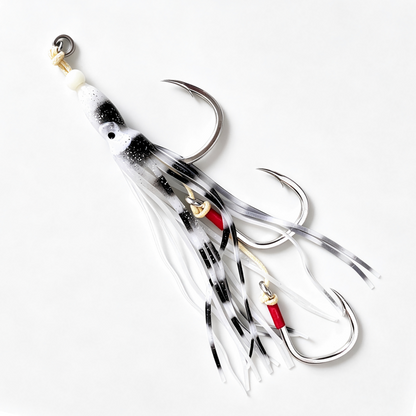 LUREGO 5/0-8/0 Squid Skirt Rig Saltwater Trolling Lure with 3 Hooks Glow Octopus Bait