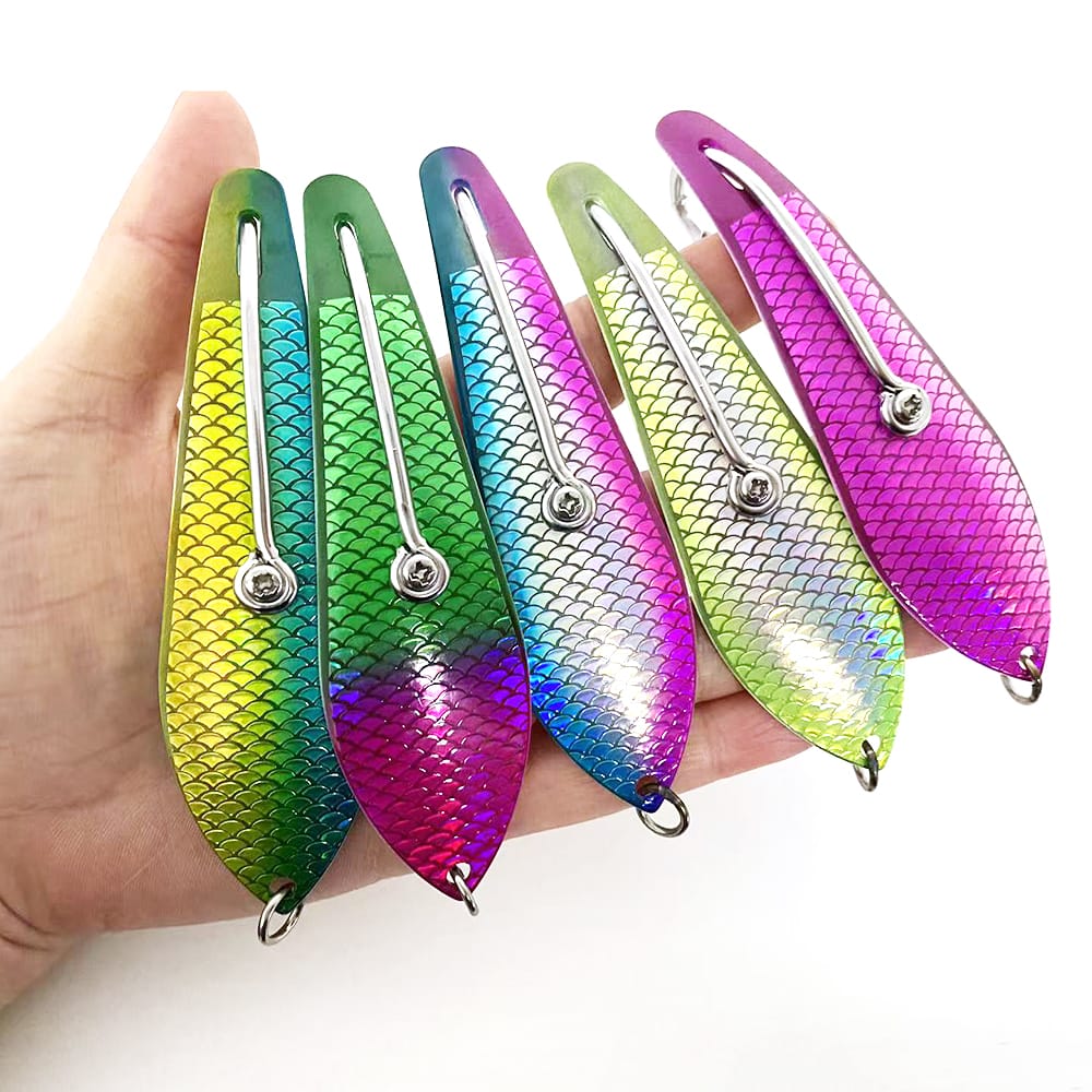 Metal Spoon Lure 3.03-4.53 Inches, 3D Scale Pattern Metal Spoon, Saltwater Artificial Bait