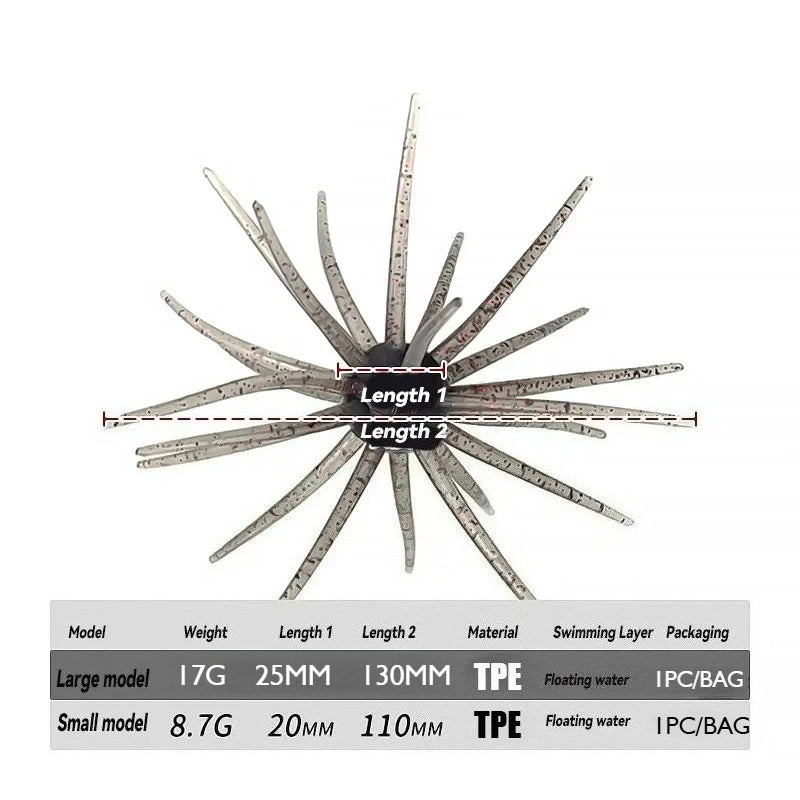 TPE Fishing Lure Simulated Sea Urchin Lures Soft Silicone
