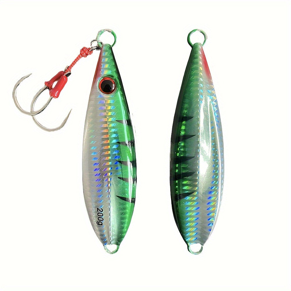 LUREGO 5.29oz/7.05oz Slow Pitch Jigs, Saltwater Jigging Lures With BKK 5/0# Assist Hooks, Vertical Ocean Lure, Fishing Jig Lead, Saltwater Jigging Lures For Tuna, Dogtooth Tuna, Yellowtail, Kingfish, Bluefin