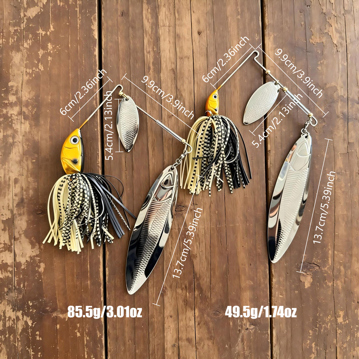 LUREGO Heavy-Duty Weedless Dual Willow Spinnerbait – 1.75 oz & 3 oz Long-Cast