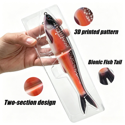 3D Printing Color Soft Bait 22cm Two-Part Fishing Lure with Dual Hooks