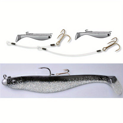 3pcs  Mustad STINGER RIG with Quick Change Hooks - High-Strength Wire Leader for Pike, Bass, and Predatory Fish