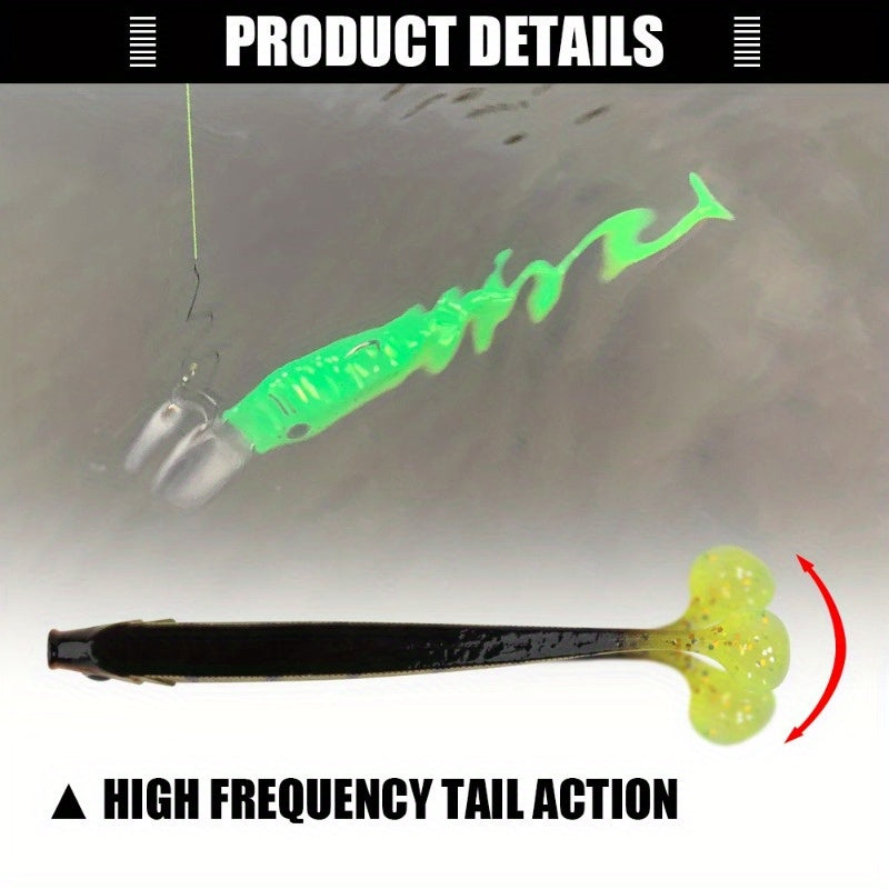 8PCS/5PCS/3pcs  Dual-Color T-Tail Soft Fishing Lures - Realistic Painted 7.5cm/9.5cm/12.5cmSwimbait with Multi-Color Options