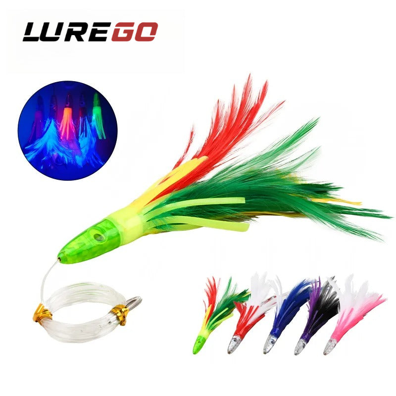 160mm/46g Feather Trolling Lure, Resin Fish Head UV Bionic Spanish Mackerel Sea Fishing Bait for Saltwater Trolling Fishing