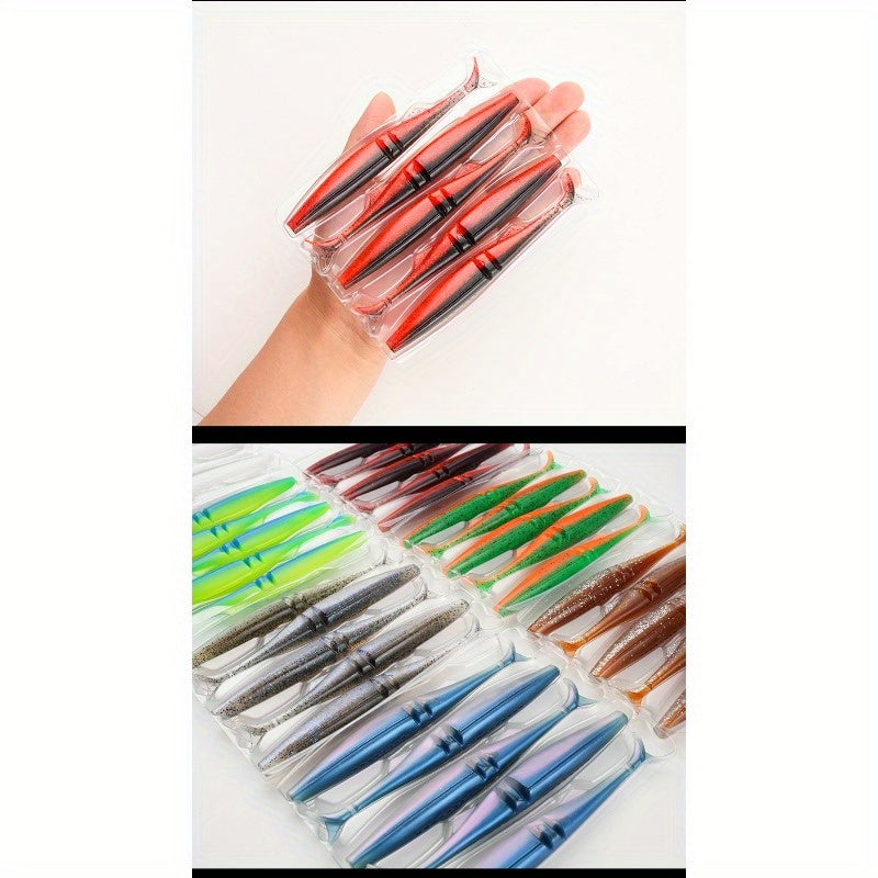 5pcsT-Tail Soft Lures 4.72" - 9.9g, High-Swim Simulated Fish Baits for Bass