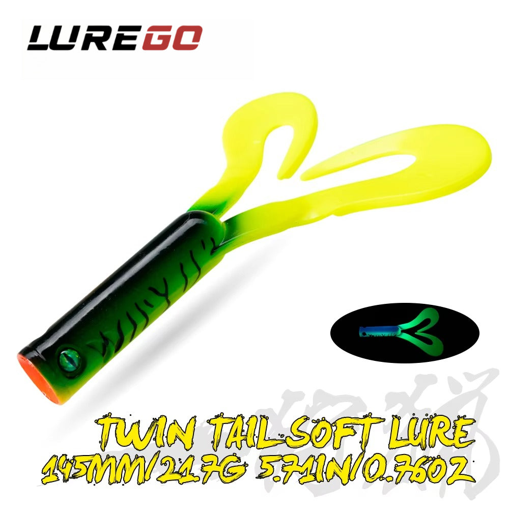 145mm/21.7gTwin Tail Trailer Soft Fishing Lure Silicone Spinning PVC For Pike Barsch Zander Fish Accessories