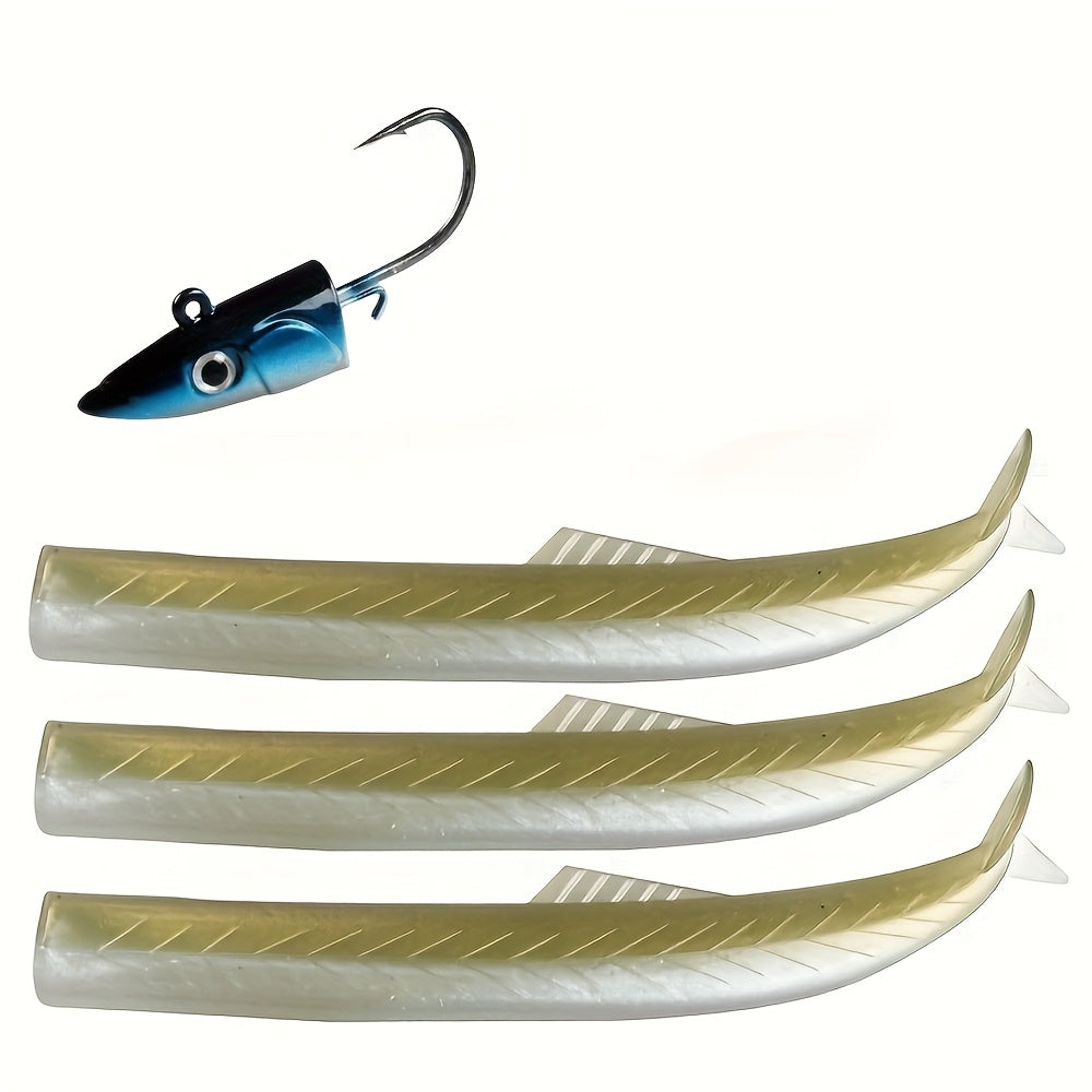 Blue 20g Jig Head + 3-Tail Swimbait Set | 115mm/ 6g Ultra-Realistic Lure | Casting Bottom Rig