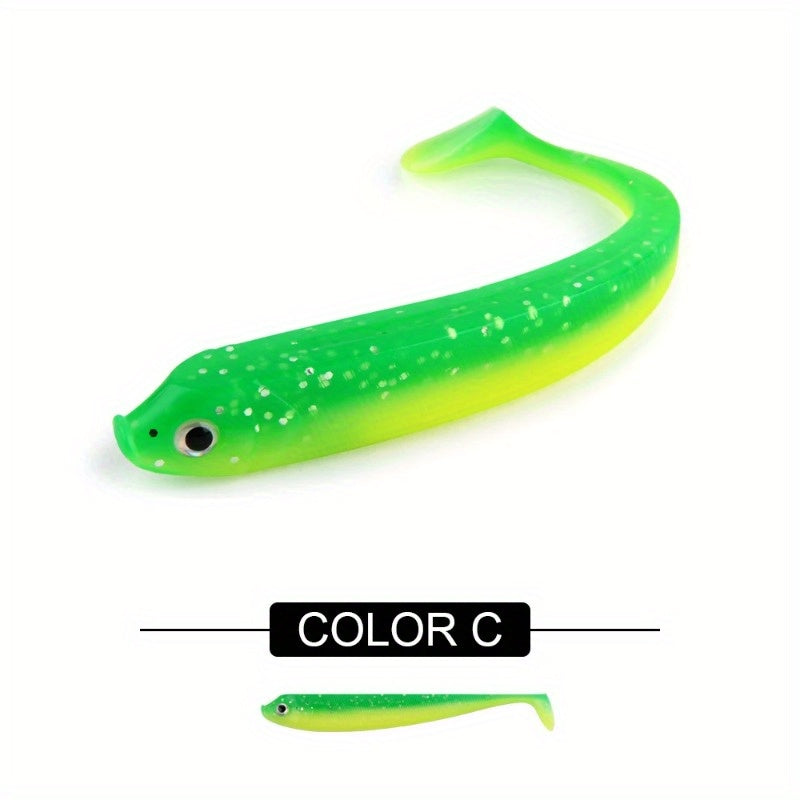8PCS/5PCS/3pcs  Dual-Color T-Tail Soft Fishing Lures - Realistic Painted 7.5cm/9.5cm/12.5cmSwimbait with Multi-Color Options