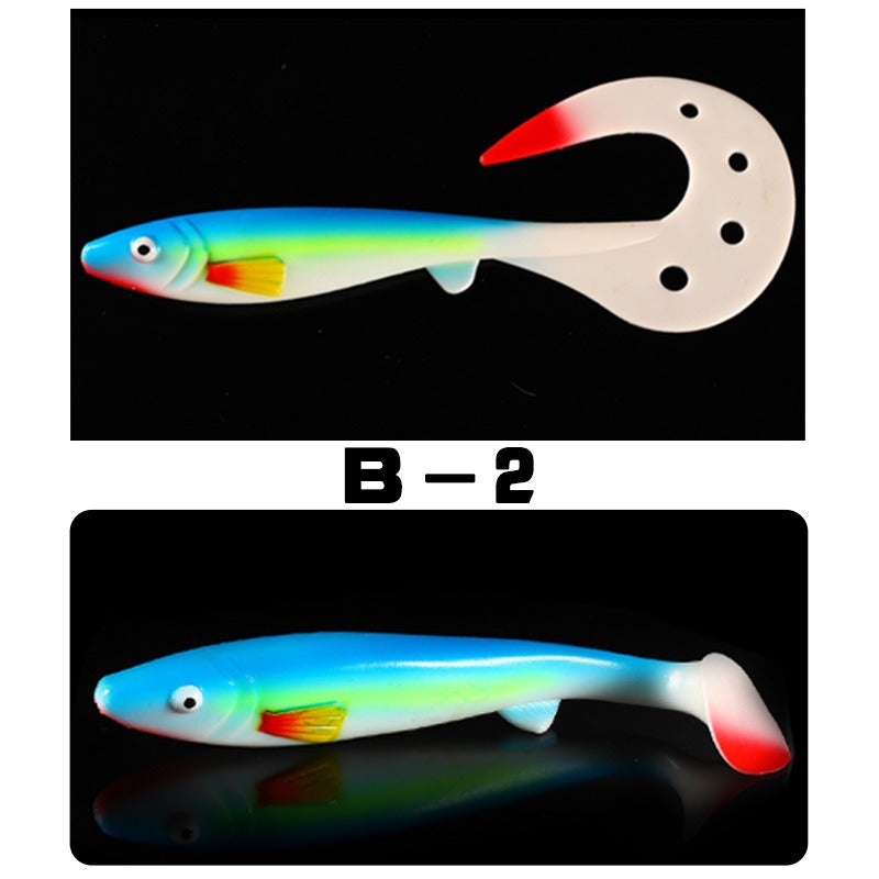 Giant 7.48inch/6.5inch T-Tail Curled Tail Grub Soft Fishing Lure - Saltwater Freshwater Bass Grouper Bait