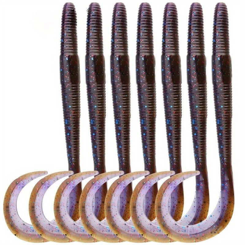 8PCS /9PCS  Dual-Color Lure 5.31inch/6.5inch Curled Tail Soft Bait Full-Swimming Lure for Bass and Perch