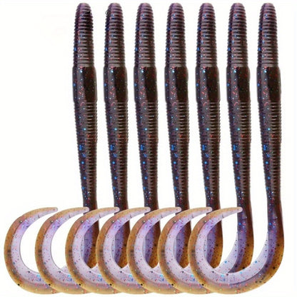 8PCS /9PCS  Dual-Color Lure 5.31inch/6.5inch Curled Tail Soft Bait Full-Swimming Lure for Bass and Perch