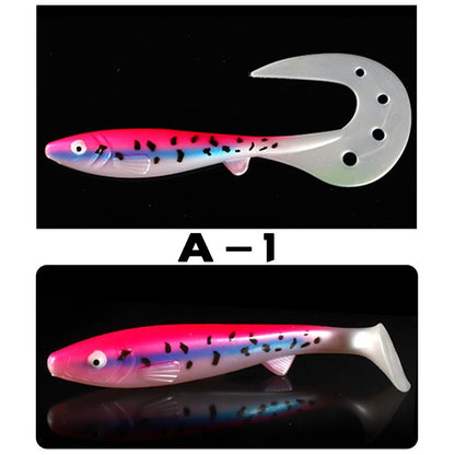 Giant 7.48inch/6.5inch T-Tail Curled Tail Grub Soft Fishing Lure - Saltwater Freshwater Bass Grouper Bait