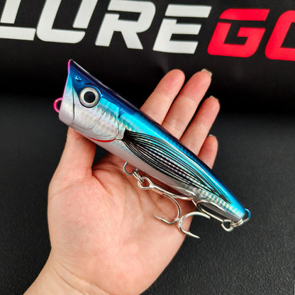 Long Cast 96g Heavy-Duty Popper Lure – 15cm Giant Topwater Plug, Realistic Saltwater Fishing Lure for Bass & Big Game