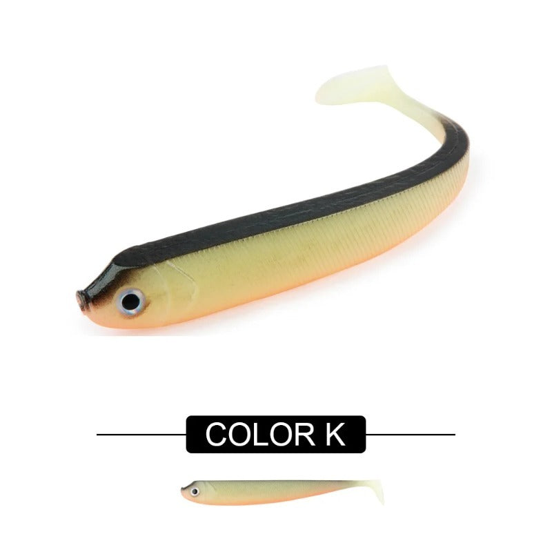 8PCS/5PCS/3pcs  Dual-Color T-Tail Soft Fishing Lures - Realistic Painted 7.5cm/9.5cm/12.5cmSwimbait with Multi-Color Options