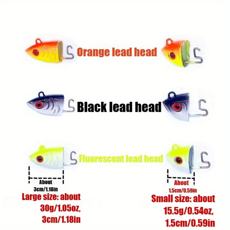 Saltwater Soft Plastic Minnow + Paddle Tail Swimbait Set - Jig Head Curled Tail Grubs with Weedless Hook