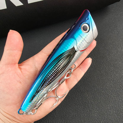 Long Cast 96g Heavy-Duty Popper Lure – 15cm Giant Topwater Plug, Realistic Saltwater Fishing Lure for Bass & Big Game