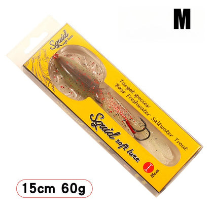60g Soft Squid Bait Fishing Trolling Lure Octopus Head Jigs Luminous UV Squid Jig