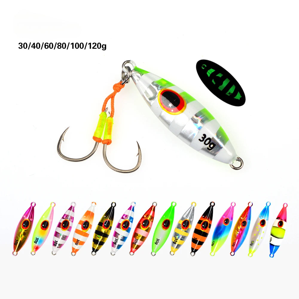 LUREGO Slow Bee Slow pitch jig 30g 40g 60g 80g 100g 120g Shore Casting Jigging Spoon Lure Glow Saltwater Fishing Lure WIth Hook