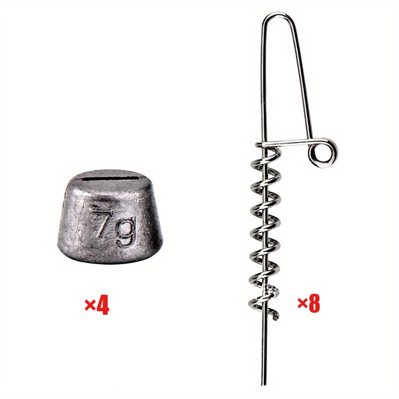 Soft Bait Lock Pin Weight Kit | Spring Lock Pins + Lead Weights Combo | Saltwater Lure Rig Anti-Lost Hook System