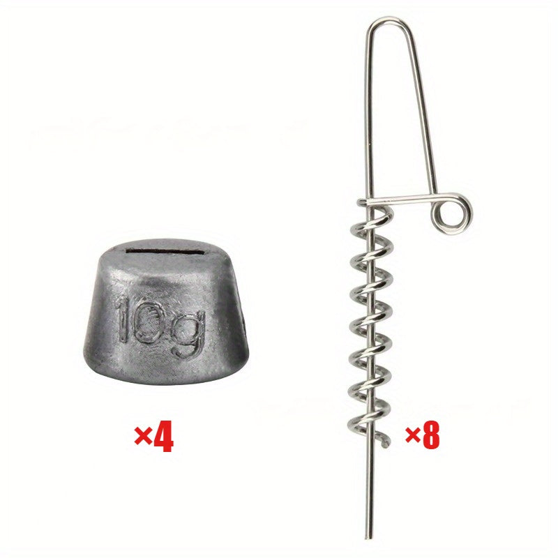 Soft Bait Lock Pin Weight Kit | Spring Lock Pins + Lead Weights Combo | Saltwater Lure Rig Anti-Lost Hook System