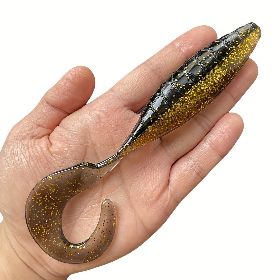 2PCS  High Elastic PVC Simulation Roll Tail Soft Bait Lure Fishing