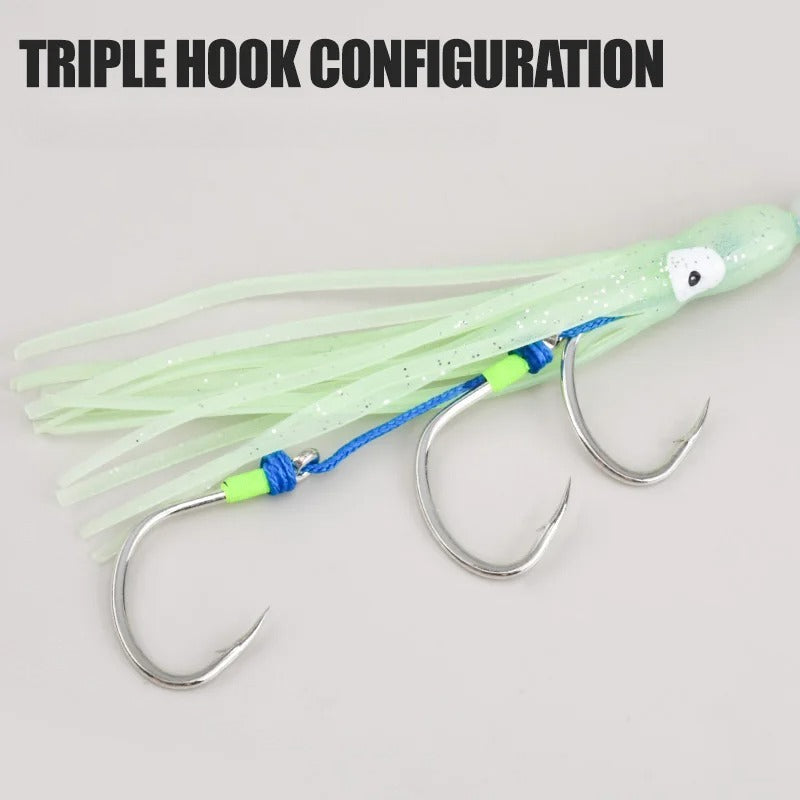 Luminous Squid Hooks 2PCS – Realistic Octopus Lures for Sea Fishing, Boat Fishing Jig Set for Mackerel & Ribbonfish – LUREGO FISHING