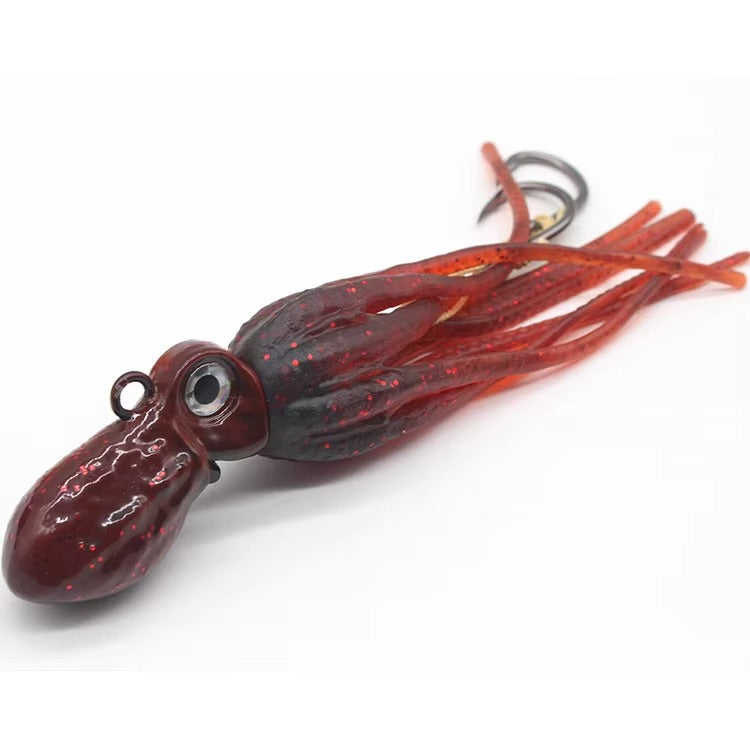 100g-450g Triple Size TPE Jig Bait - Deep Sea Giant Squid Lure with 2Treble Hooks, Realistic Fish Scale Detailing