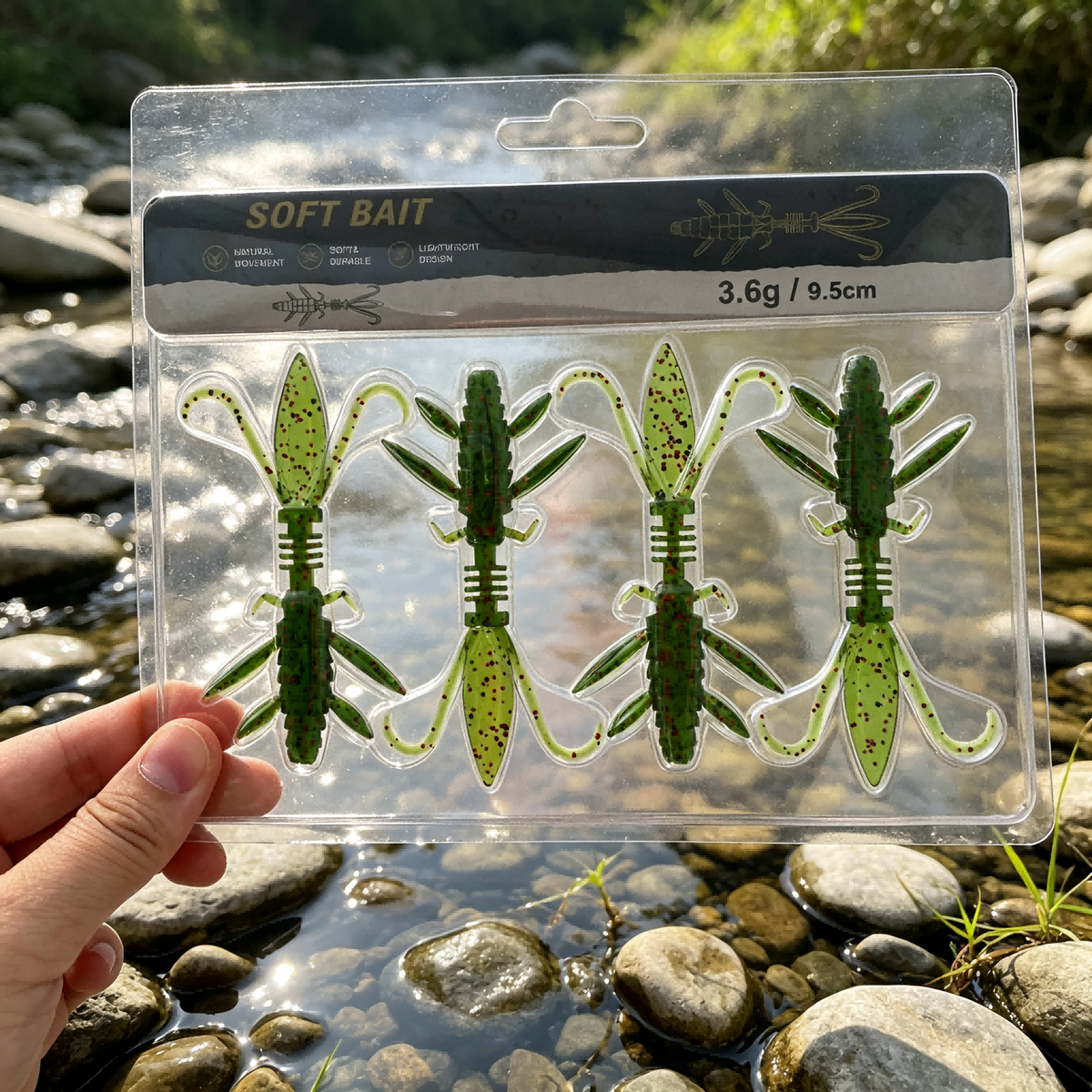 4PCS Soft Plastic Insect Lure, PVC Creature Bait with Segmented Body & Thin Forked Tail, Bass Trout Fishing Soft Lure