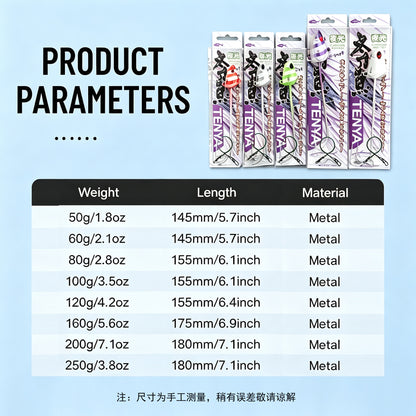 50‑200g Glow Twin Hook Tenya Metal Jig Lure, Imitation Fish Head Boat Fishing Lure For Hairtail Cutlassfish