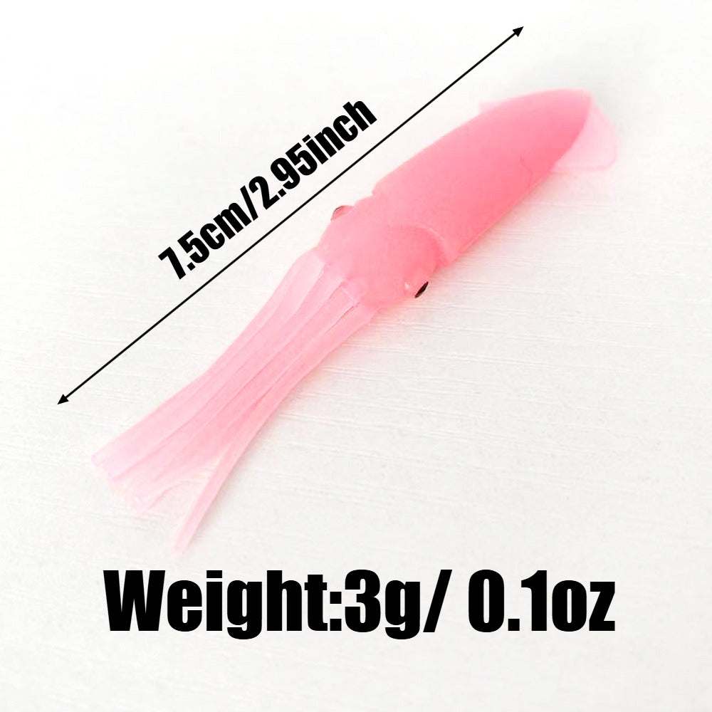 50PCS 7.5cm/3g Luminous Octopus Lures Offshore Trolling Bait
