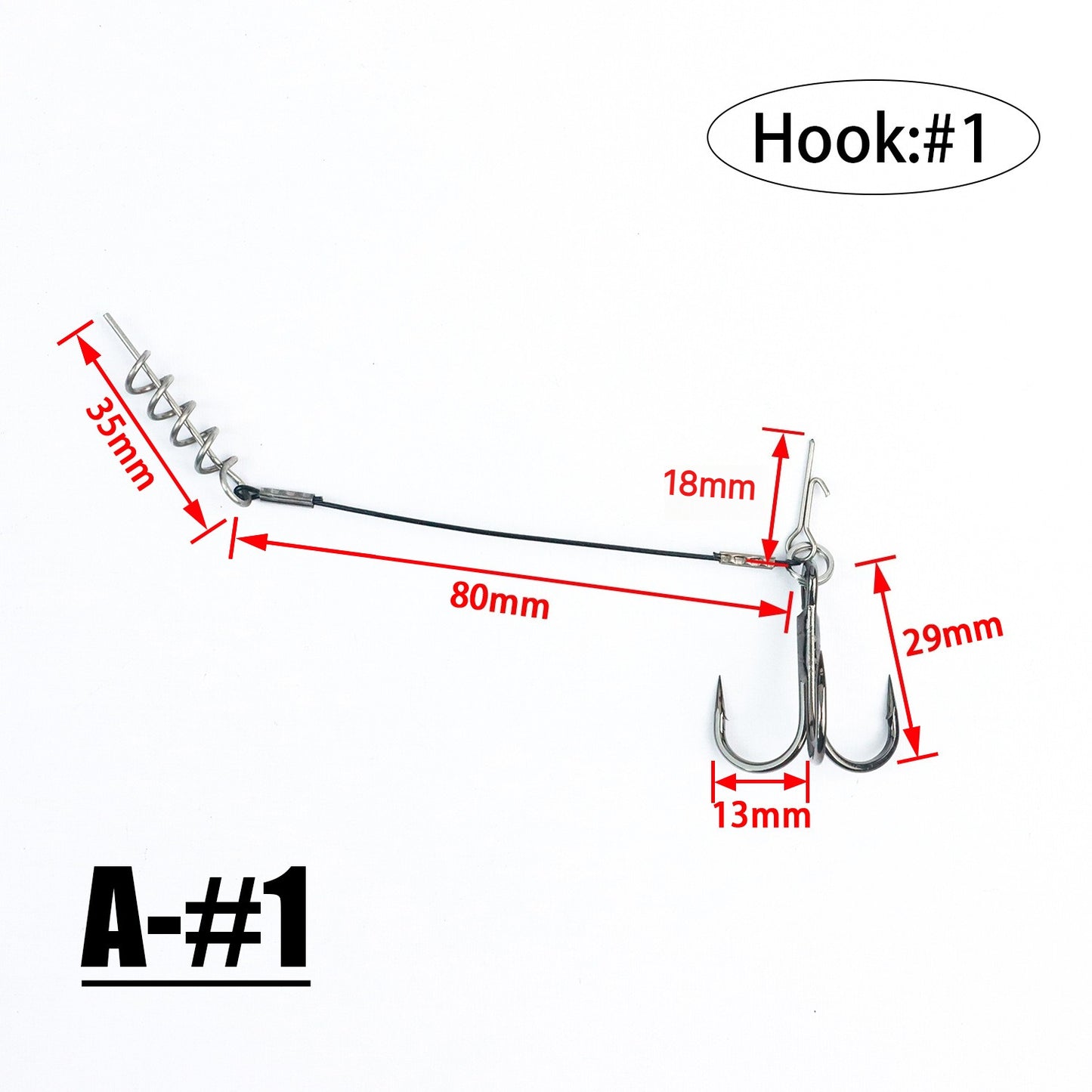 2PC Stinger Wire Trace Leader With Screw Treble Hook For Soft Bait