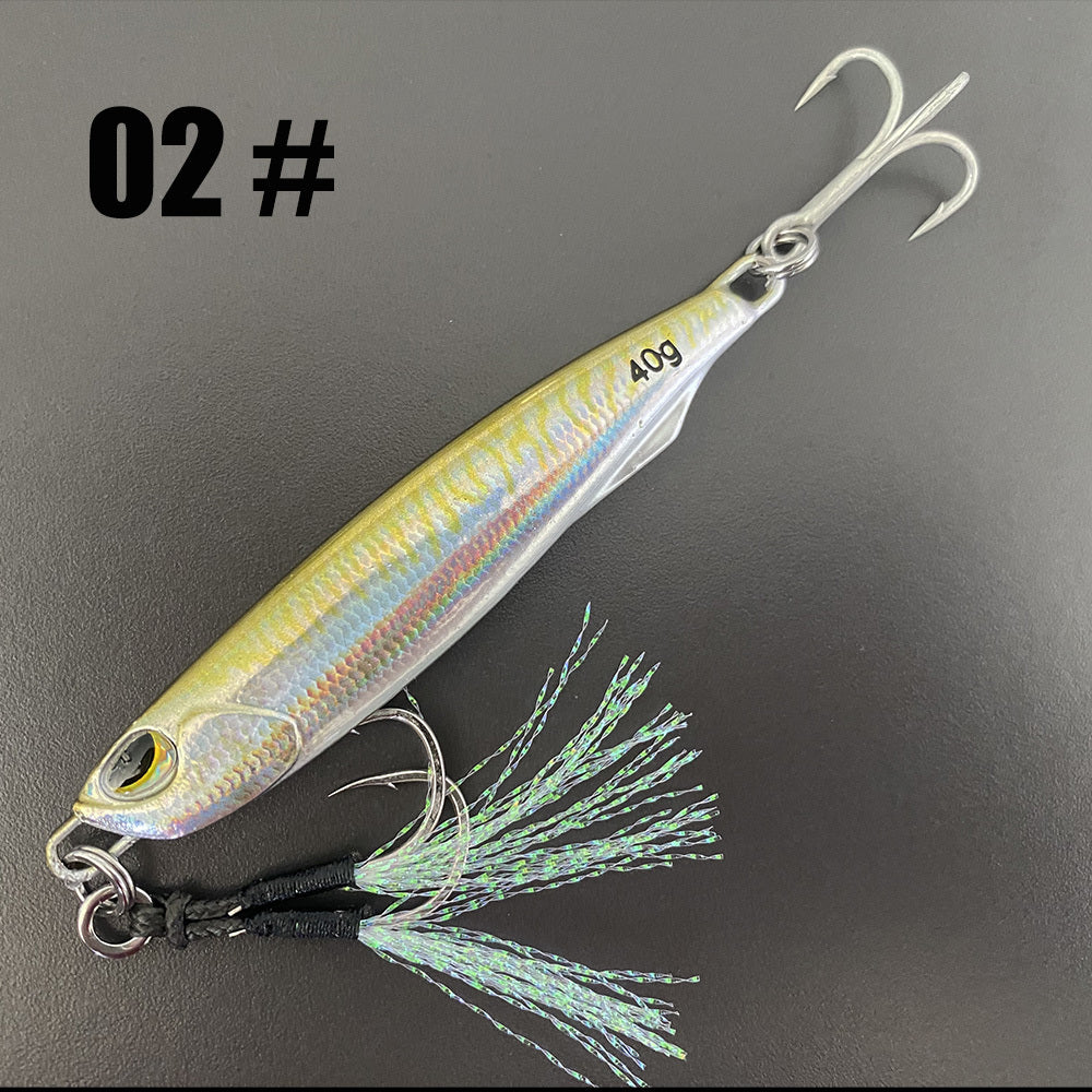 LUREGO 40g/1.41oz Artificial Metal Fishing Lure, Bionic Sinking Pencil Jigbait With 2 Treble Hooks For Saltwater Fishing