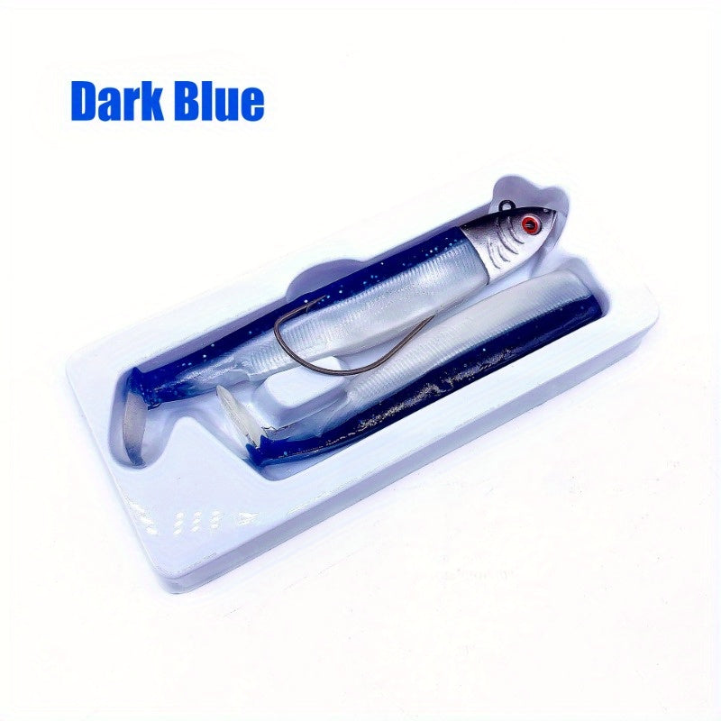 Saltwater Soft Plastic Minnow + Paddle Tail Swimbait Set - Jig Head Curled Tail Grubs with Weedless Hook
